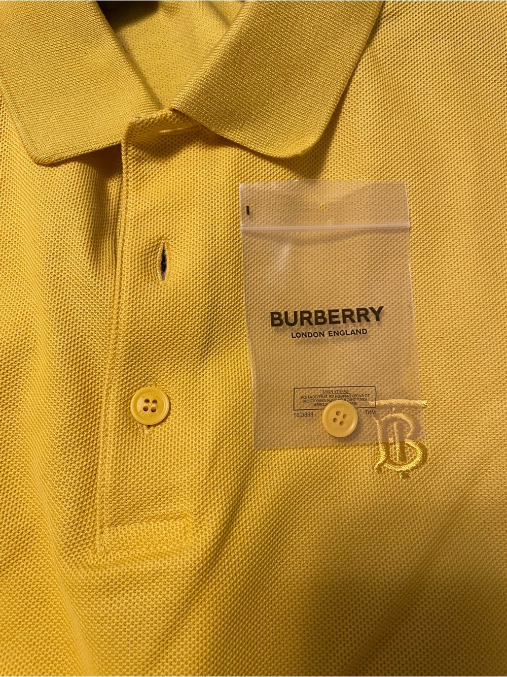Burberry Yellow Polo with Signature Check Placket Xl - Picture 8 of 10